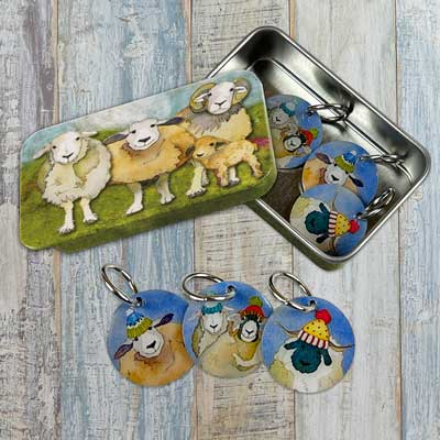 Happy Sheep Stitch Markers In Tin Tkn28b