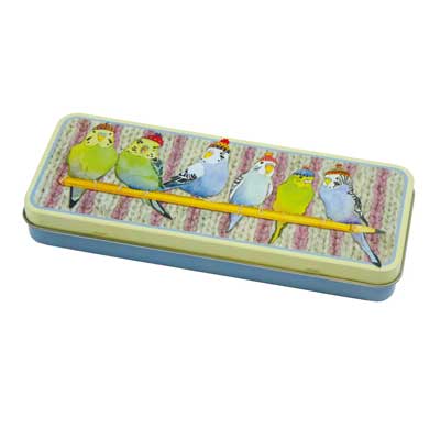 Budgies In Beanies Pencil Tins T133 - Click Image to Close